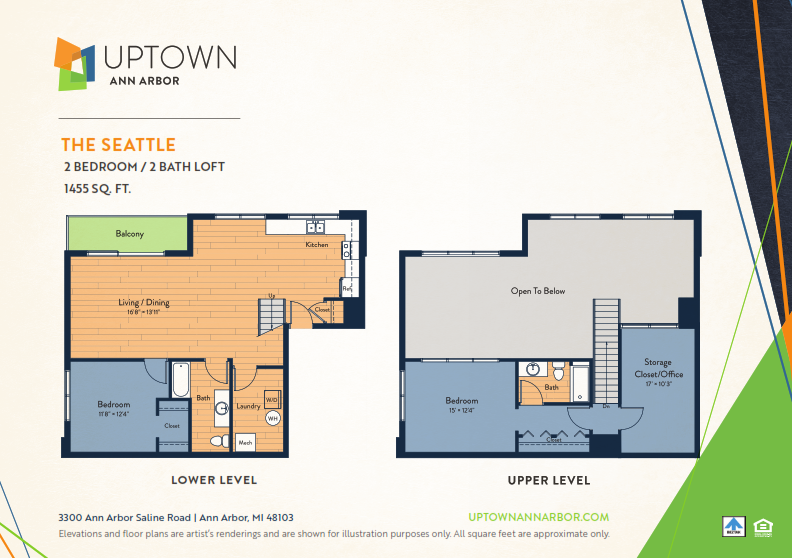 Floor plan for 2 beds, 2 baths, 1561 sqft